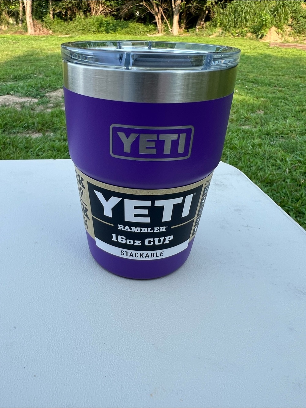 YETI Rambler 16 oz stackable cup in Pace Purple with Magslider lid